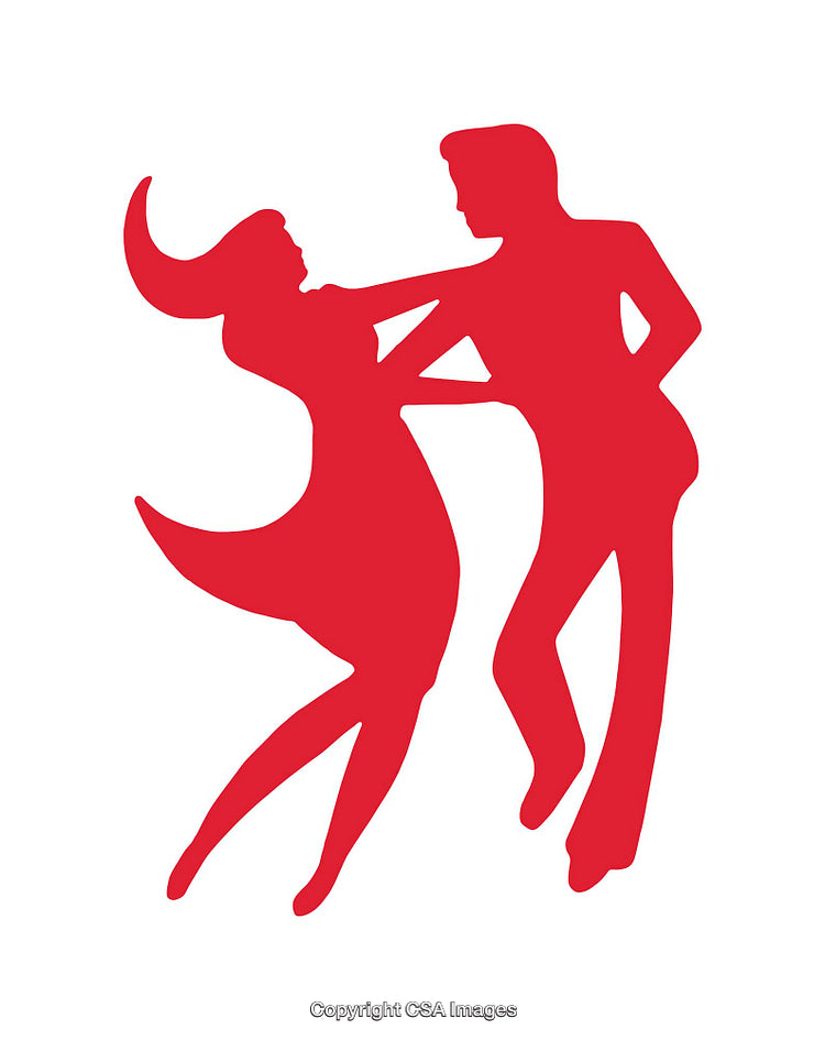 Dynamic Silhouette Icon of Dancing Couple in Motion