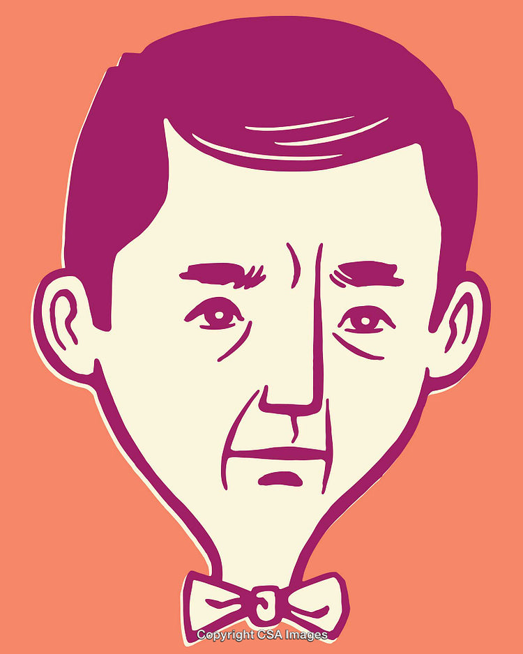 Colorful Line Art Portrait Illustration of a Man in Vintage Style