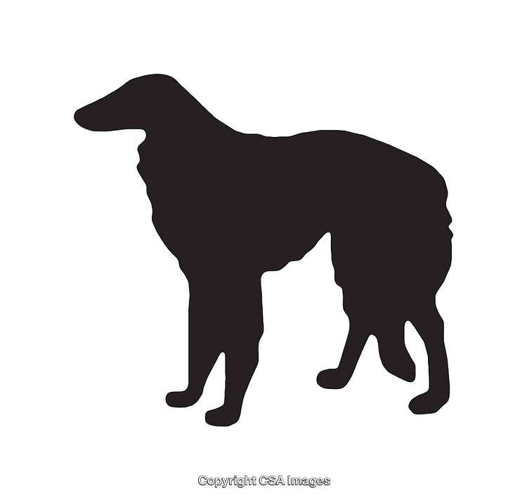 Silhouette of a Dog in Black on a White Background