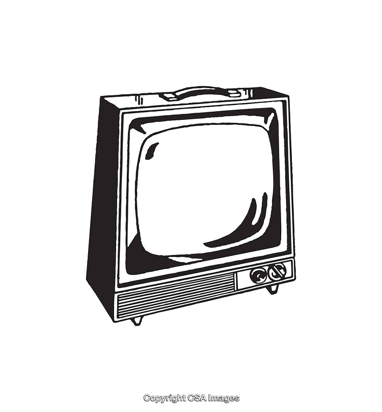 Vintage Style Black And White Illustration of a Classic Television