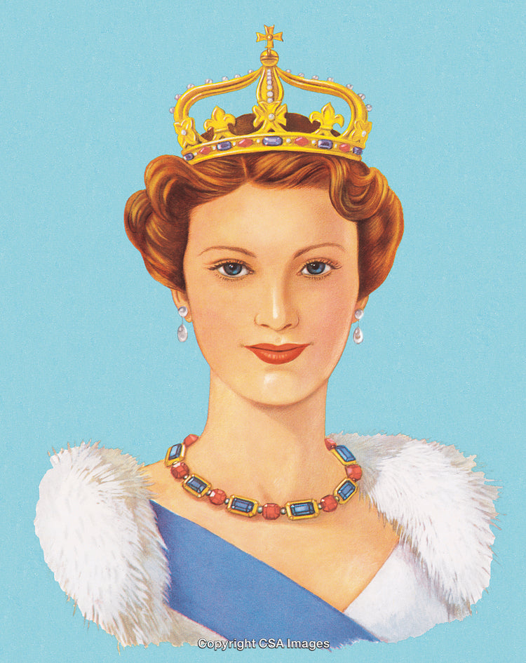 Elegant Portrait of a Regal Woman with Golden Crown and Jewelry