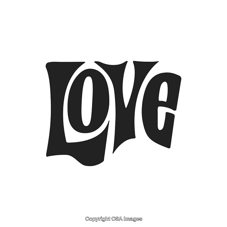 Retro Typography Saying Love in Black and White Minimalist Style