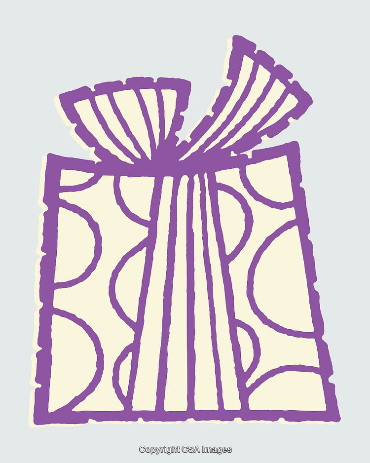Creative Line Art Illustration of Decorative Purple Gift Box Design