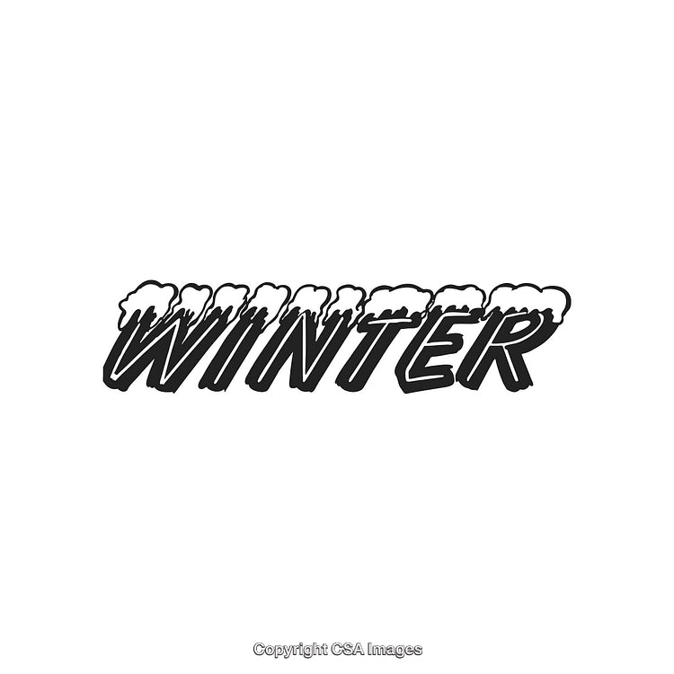 Winter Text Decoration with Snow Accent in Minimalistic Black and White Style