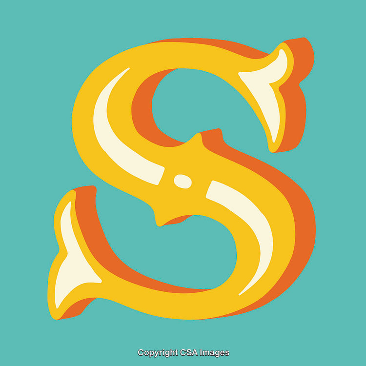 Bold Letter S Graphic Design Art on Vibrant Teal Background