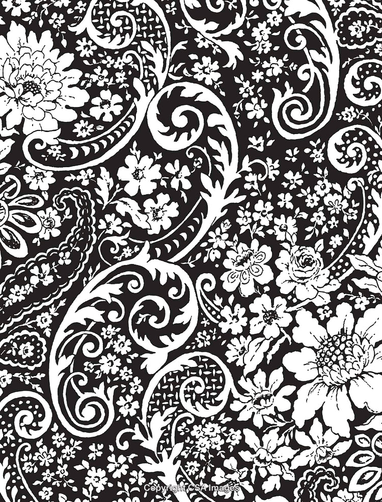 Elegant Black And White Floral Swirl Pattern Vector Illustration