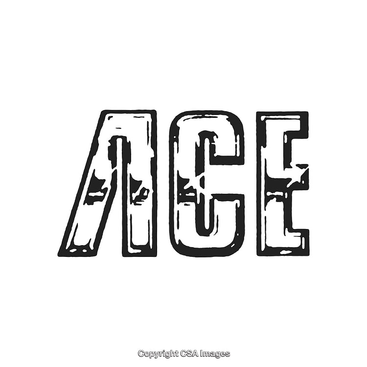Vintage Grunge-Style Typography of the Word 'ACE' on a Plain Background