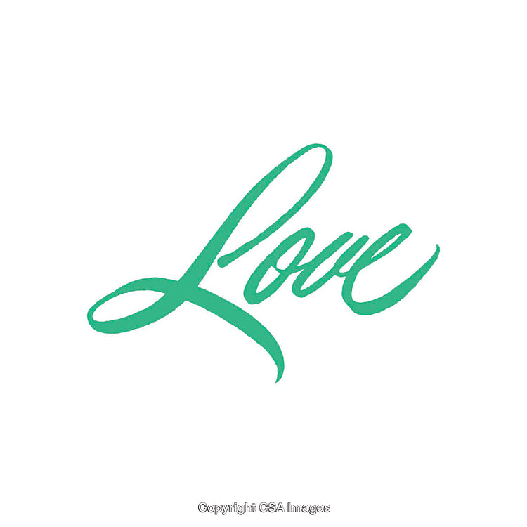 Elegant Green Handwritten Love Text on White Background Design