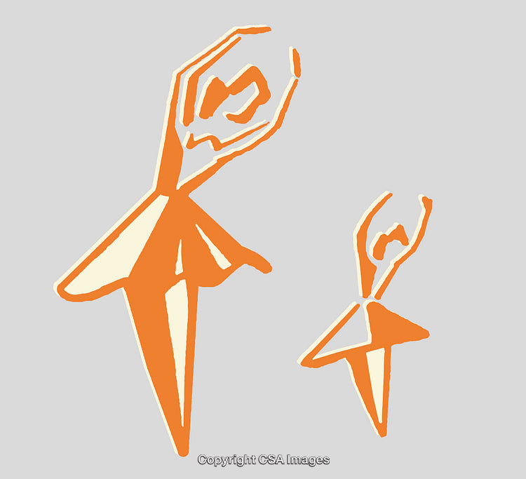 Abstract Orange Line Art Illustrations Depicting Stylized Humanlike Figures