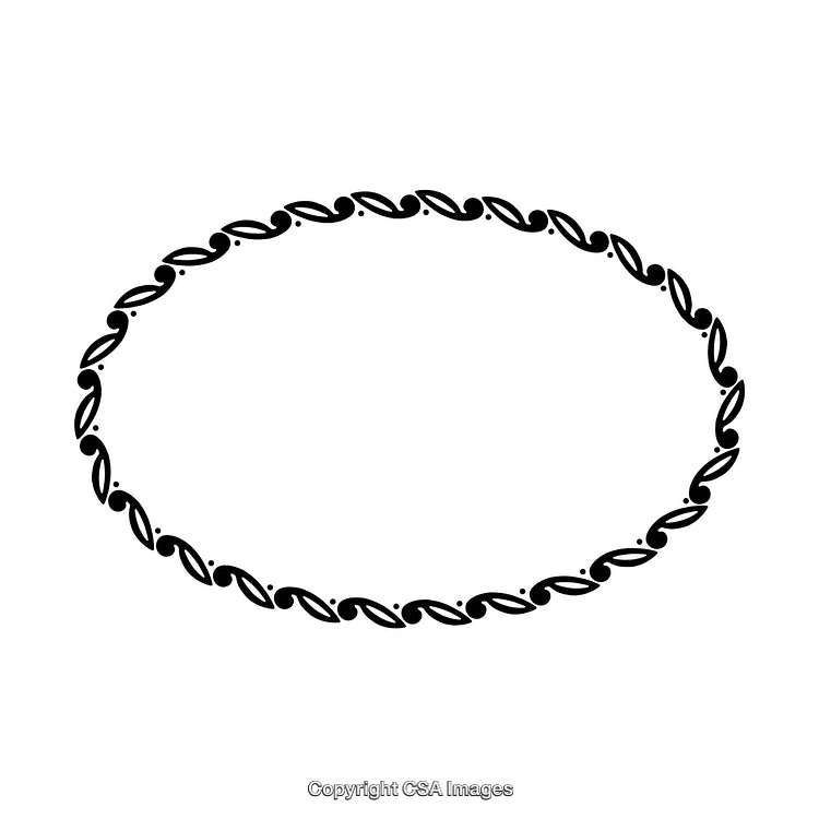 Elegant Black and White Oval Floral Border Vector Illustration