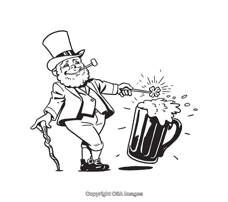 Vintage Illustration of a Cheerful Gentleman and a Foam-Topped Beer Mug