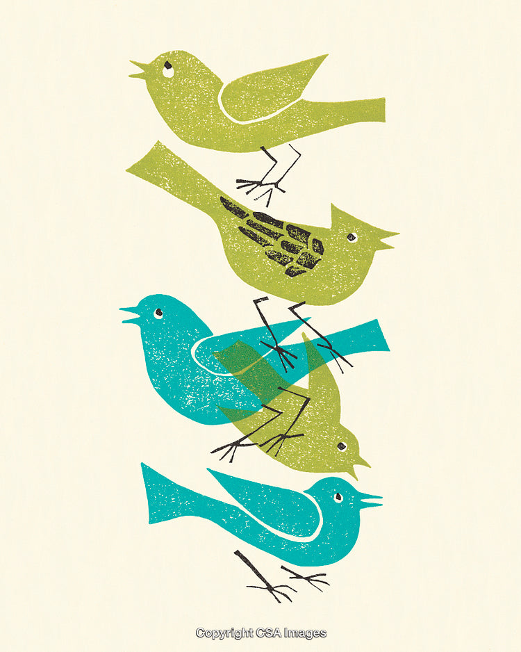 Artistic Depiction of Colorful Birds in a Modern Style