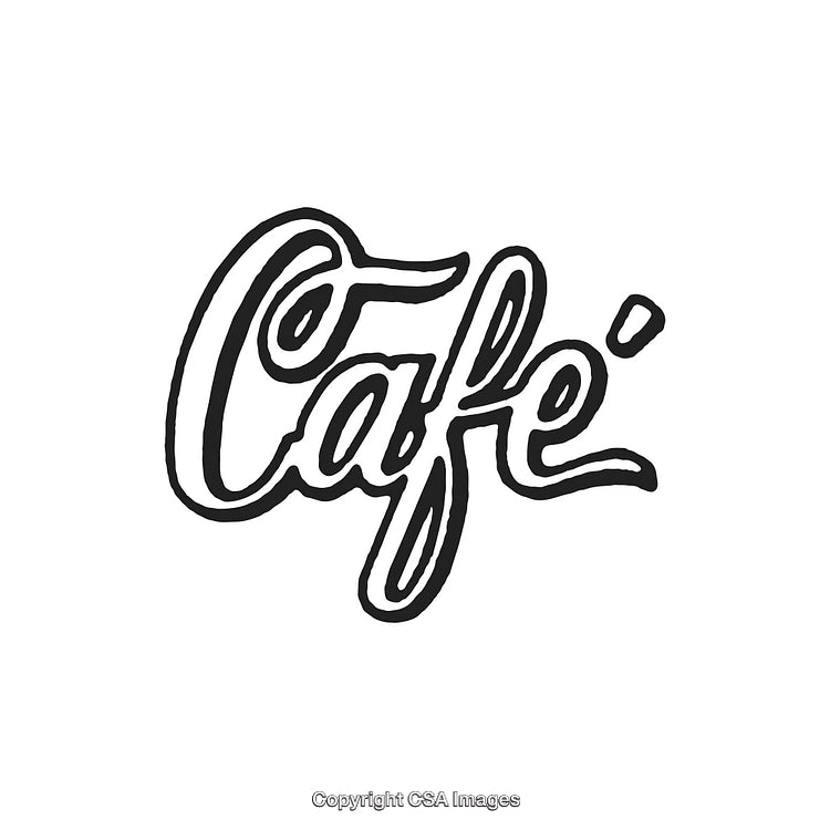 Elegant Handwritten Cafe Logo Design in Black and White Theme