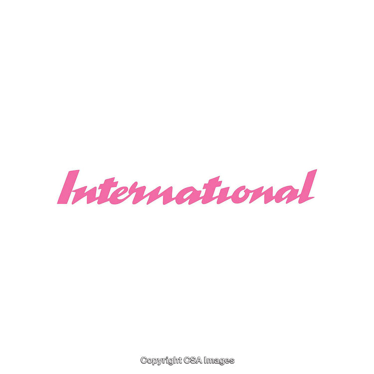 Stylized Pink 'International' Text on a White Background
