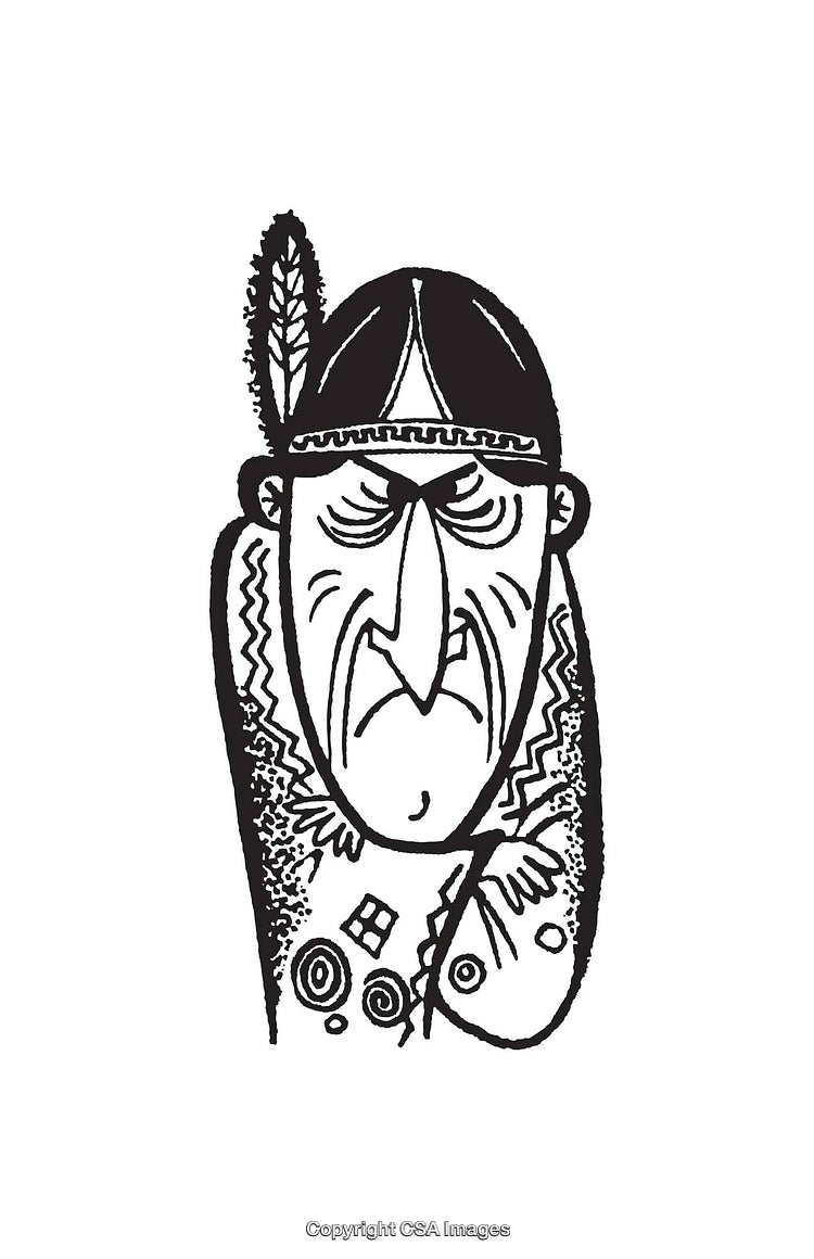 Detailed Black And White Line Drawing Of An Abstract Tribal Figure