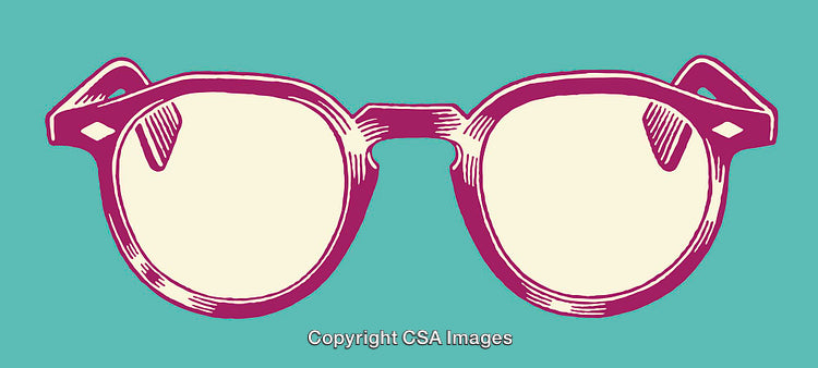 Colorful Line Art Illustration of Stylish Retro Glasses on a Vibrant Background