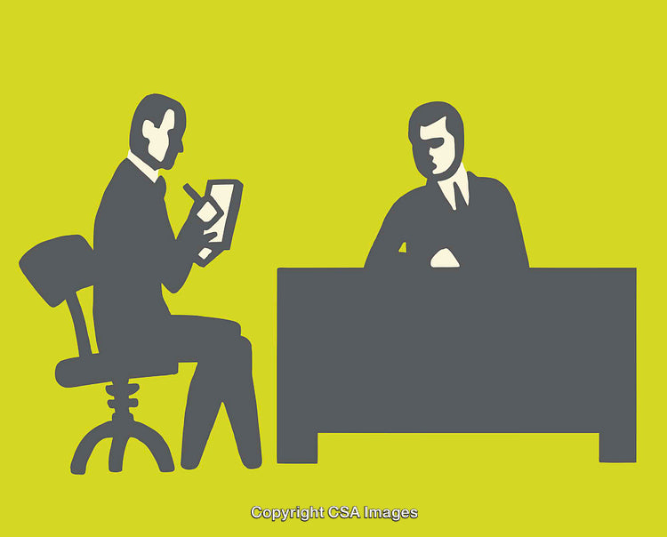 Illustration of Two Figures Engaged in a Professional Meeting