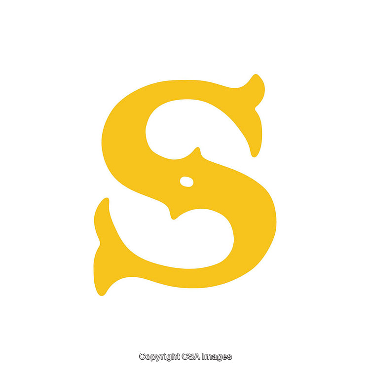 Golden Decorative Letter S on a White Background