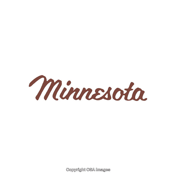 Stylized Handwritten 'Minnesota' Word Art in Soft Brown Text on White Background