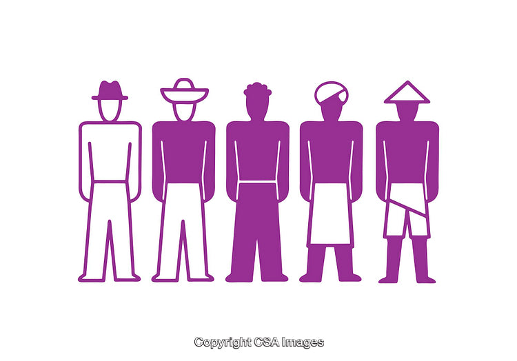 Simple Icons Depicting Diverse Cultural Attires and Traditional Headwear