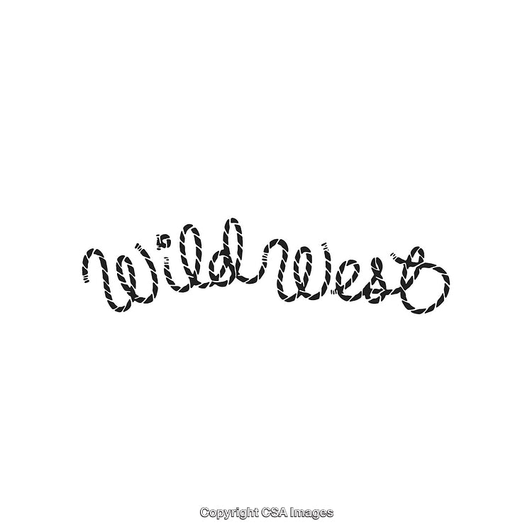 Stylized Western Font Depicting the Phrase 'Wild West' with Rope Pattern