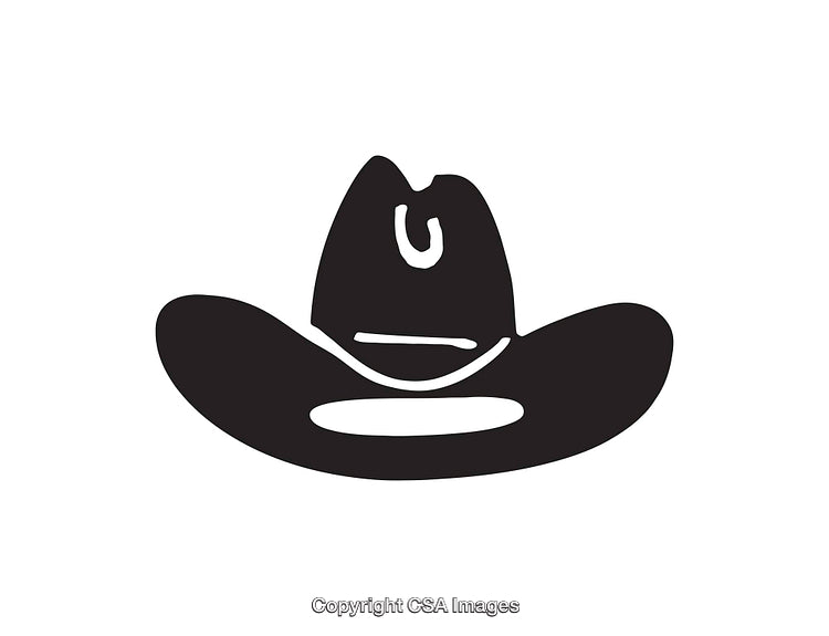 Black And White Illustration of a Cowboy Hat in Minimalist Style