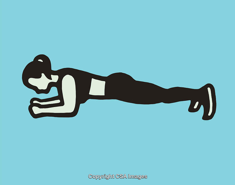Colorful Illustration of a Woman Performing a Core Strength Plank Exercise