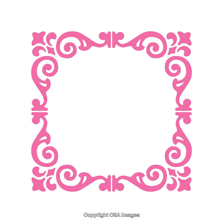 Bright Pink Ornamental Frame Design With Floral and Swirl Embellishments