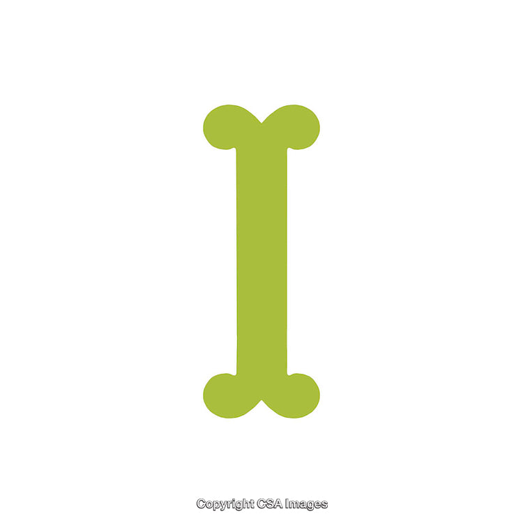 Green Letter I With Decorative Rounded Ends on White Background