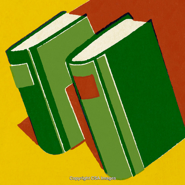 Colorful Illustration of Two Green Books on a Vibrant Background