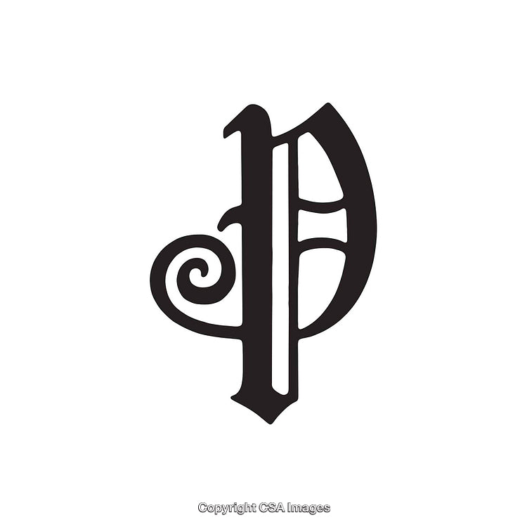 Elegant Monochrome Illustration of a Stylized Letter P Design