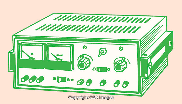 Green and White Line Art of a Power Supply Device