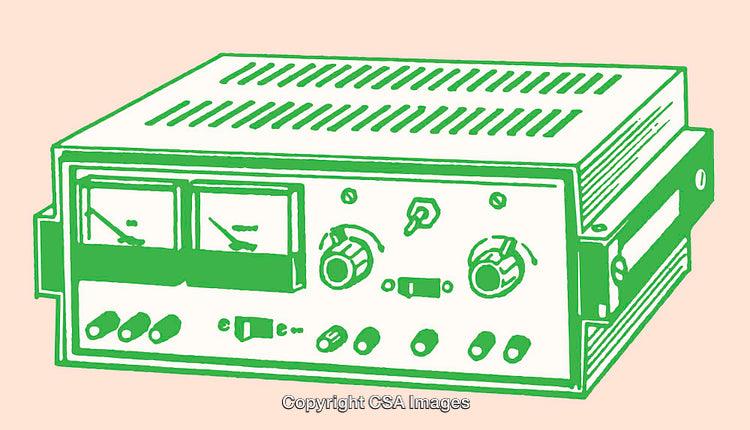 Green and White Line Art of a Power Supply Device