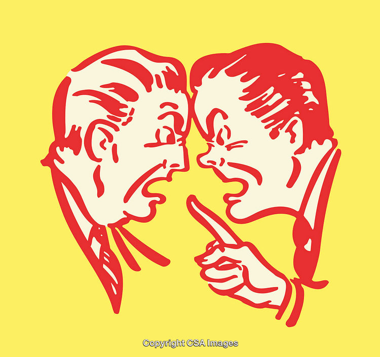 Colorful Line Art Illustration of Two People Passionately Arguing