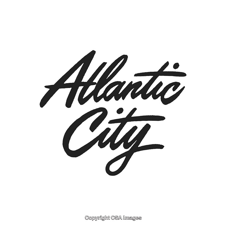 Elegant Handwritten Atlantic City Logo in Black on White Background