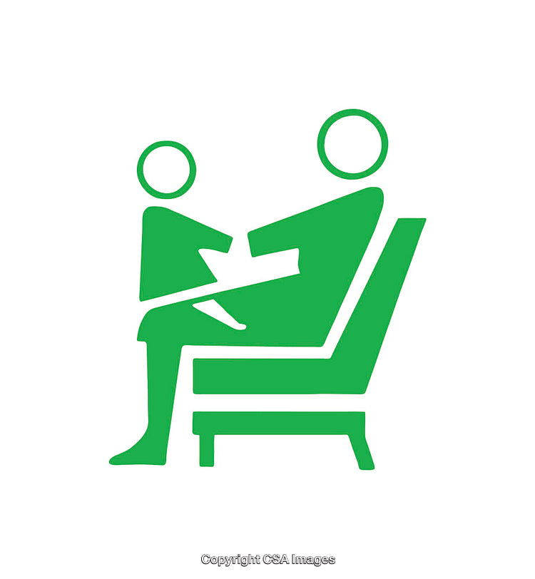 Minimalist Green Icon Representing a Parental Interaction in Simple Style