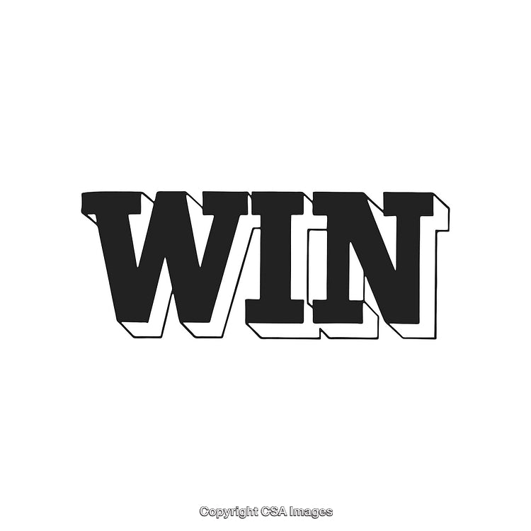Black and White Typography Featuring the Word 'Win' in Bold Letters