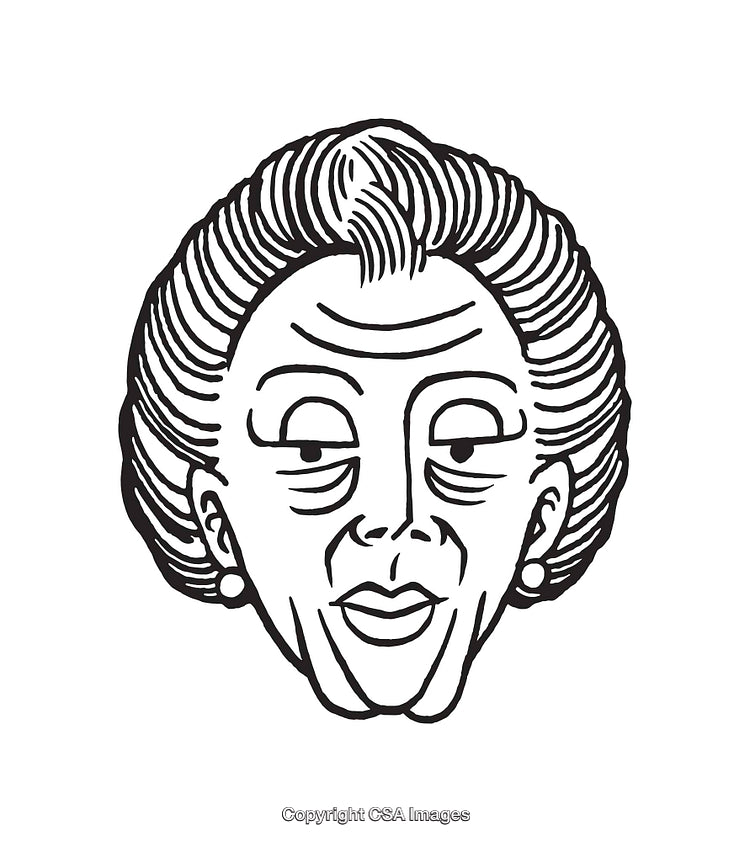Black And White Line Art Portrait of an Elderly Individual with Unique Expression