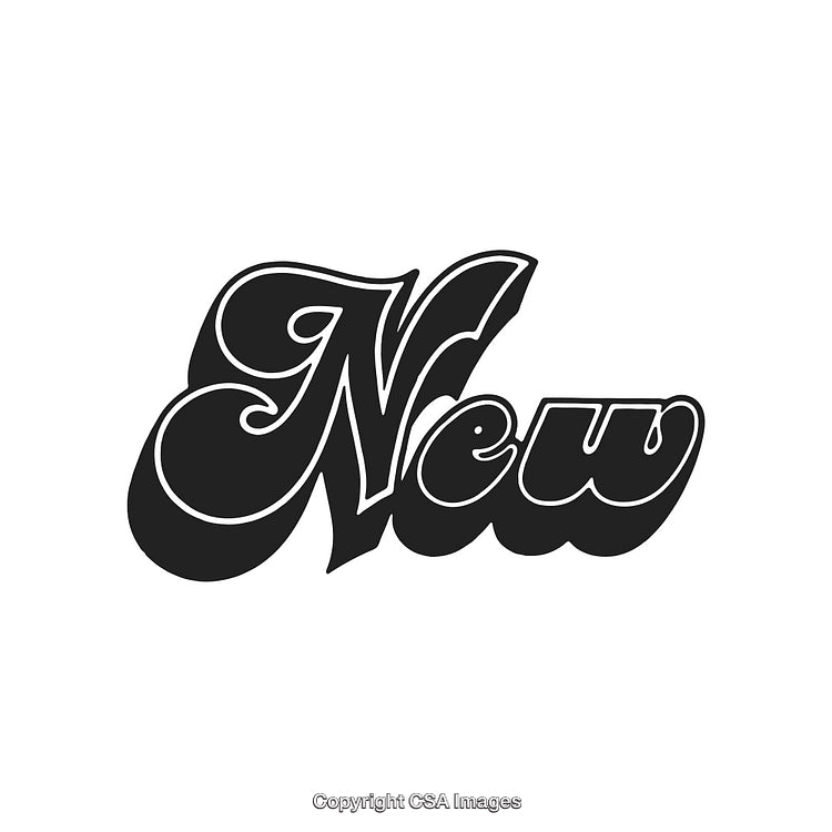 Bold Calligraphic Typography Featuring the Word 'New' in Stylish Black Design