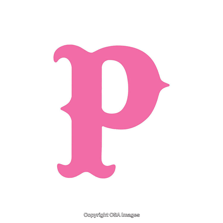 Pink Decorative Letter P Isolated on a Clean White Background