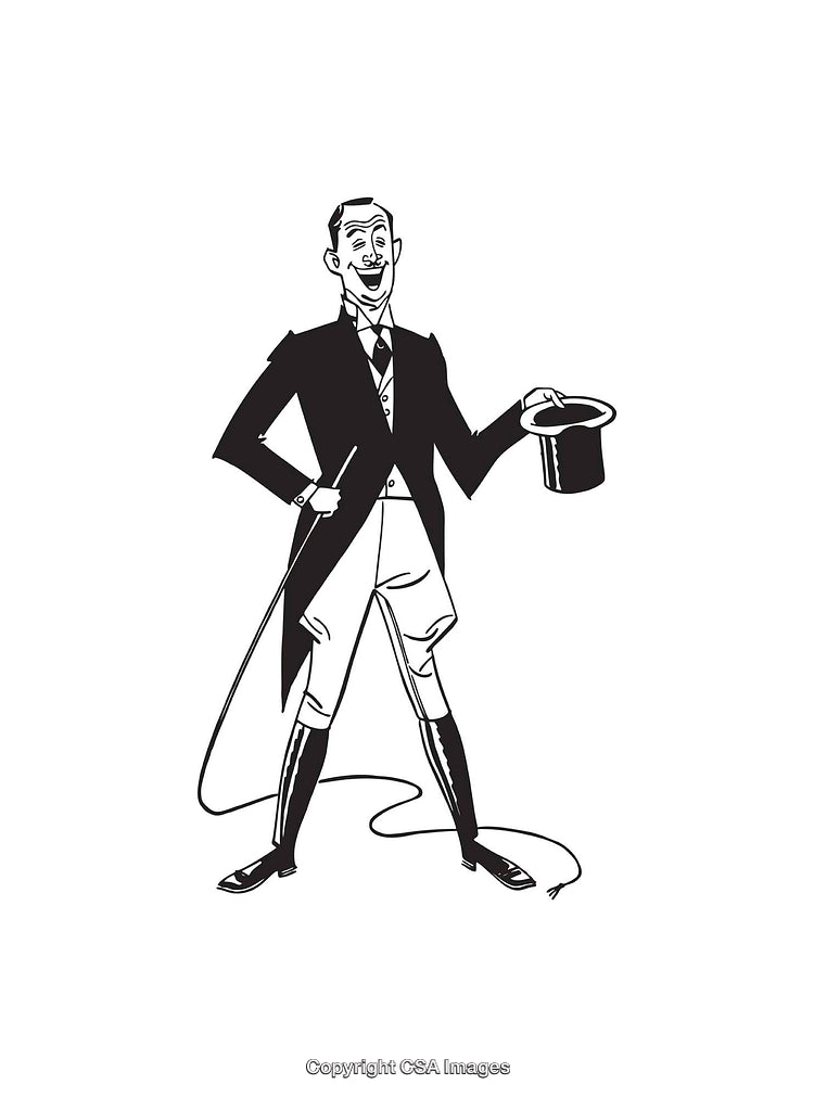 Vintage Ringmaster Artwork Depicting Elegant Victorian Circus Performance
