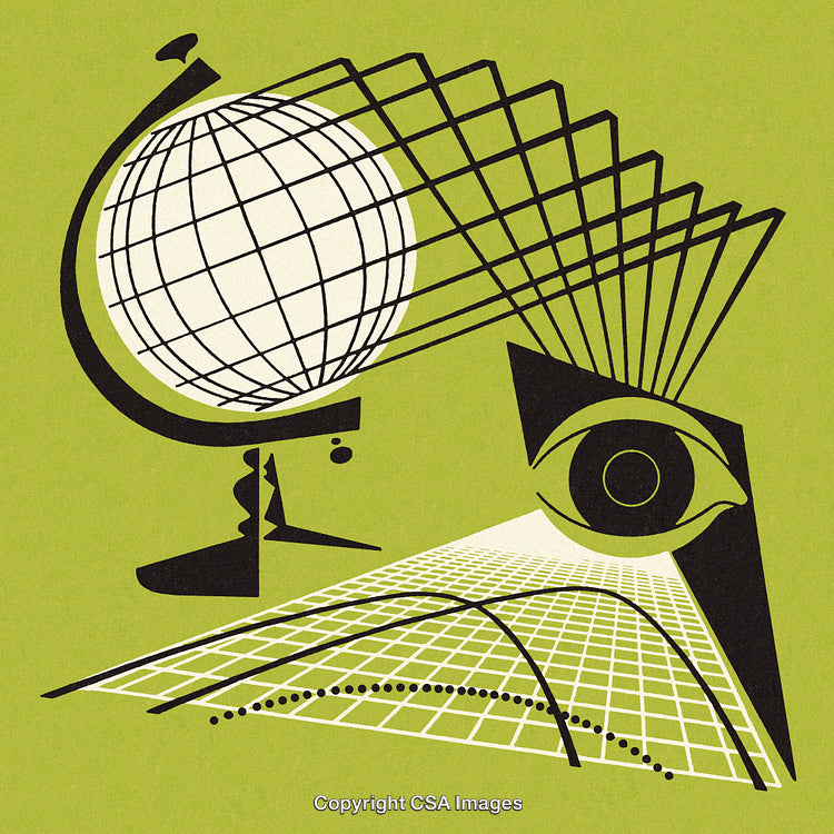 Graphic Illustration Representing Global Perspective and Analytical Concepts