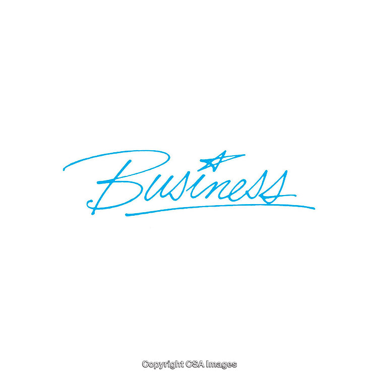 Elegant Script Text of the Word Business in Blue Ink