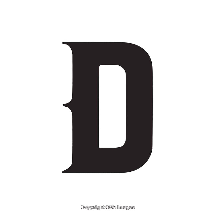 Stylized Black Letter D on a White Background