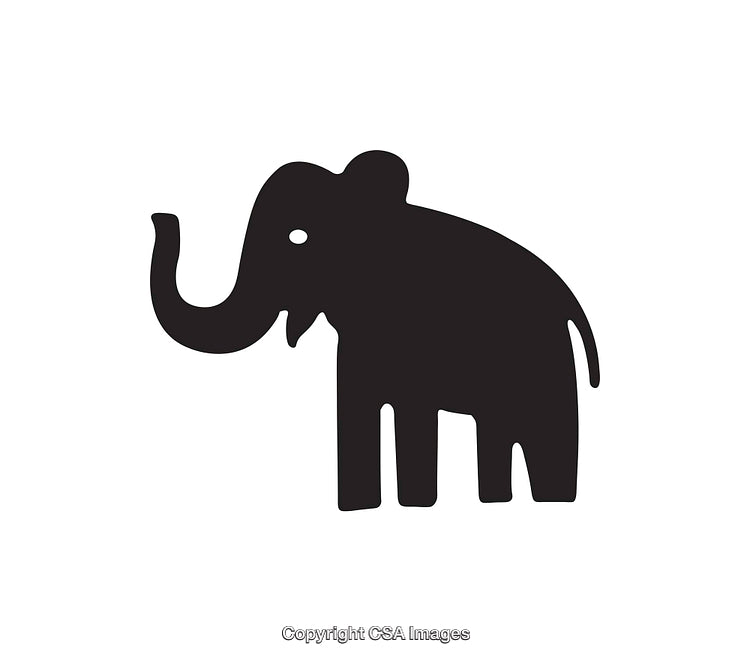 Minimalistic Black and White Elephant Icon Design on Plain Background