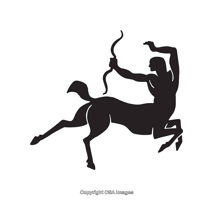 Silhouette Illustration of a Centaur Archer with Bow and Arrow