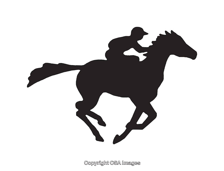 Silhouette of a Galloping Horse and Rider Icon in Black