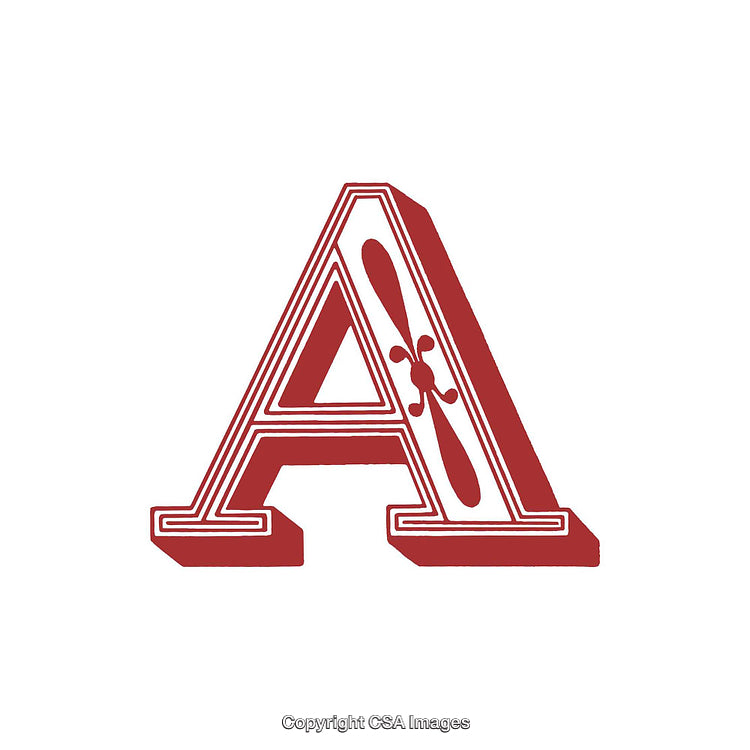Elegant Red Letter A with Decorative Flourishes