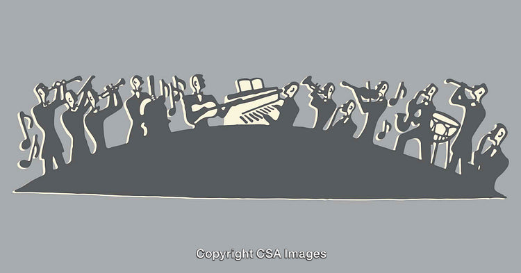 Abstract Line Art Illustrating a Musical Band in Performance