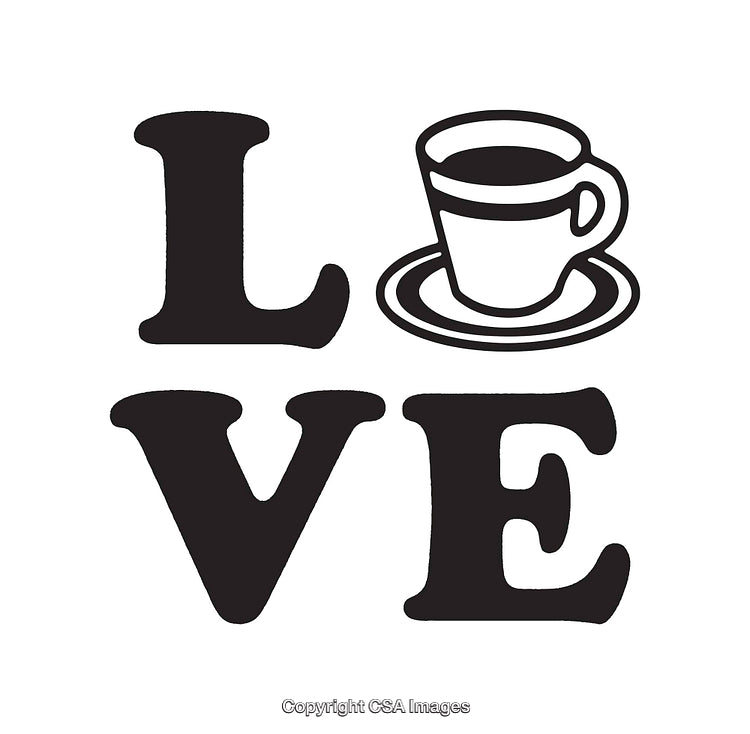 Creative Coffee Love Typography Art with Cup Illustration